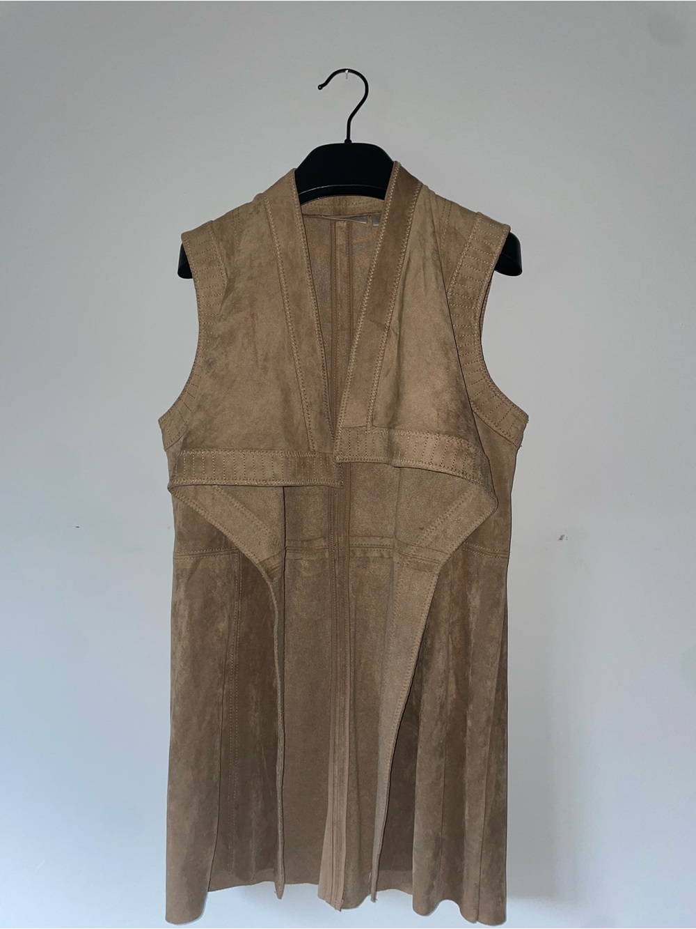 Kenar Camel Suede Sleeveless Vest